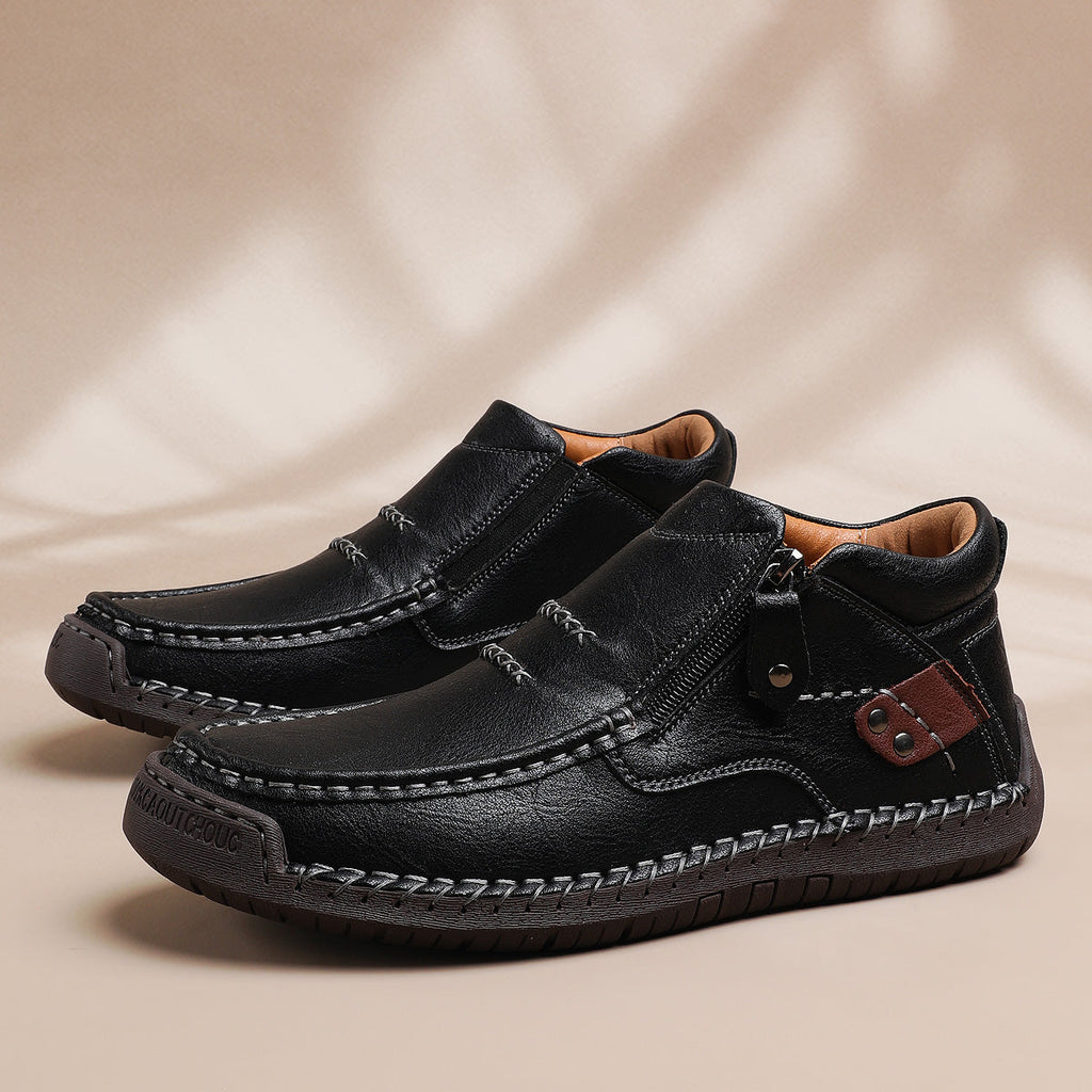 ⏰Limited Time Sale 70% OFF - Men's Handcrafted Slip-On Premium leather Shoes – Wide Toe Box, Waterproof, Pressure-Reducing, And Non-Slip Sole