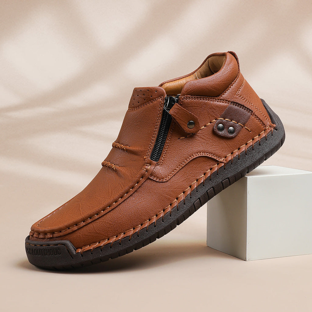 ⏰Limited Time Sale 70% OFF - Men's Handcrafted Slip-On Premium leather Shoes – Wide Toe Box, Waterproof, Pressure-Reducing, And Non-Slip Sole
